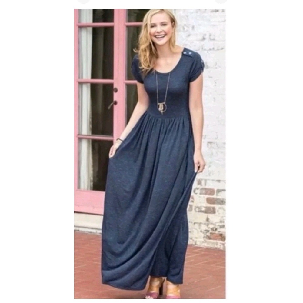 Matilda‎ Jane Deep Water Curtain Call Navy Button Detail Maxi Dress ASO Size S